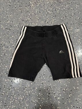 adidas Black Athletic Shorts with White Side Stripes